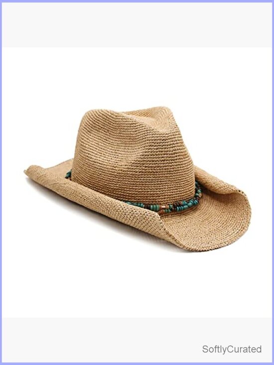 Raffia Straw Cowboy Hat, Crocheted Sun Hat, Beach Hat, Foldable